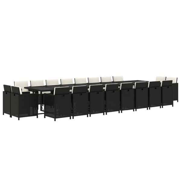 vidaXL Градински комплект с възглавници 21 части полиратан черен