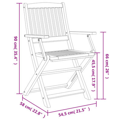vidaXL Сгъваеми градински столове 2 бр 58x54,5x90 см акация масив