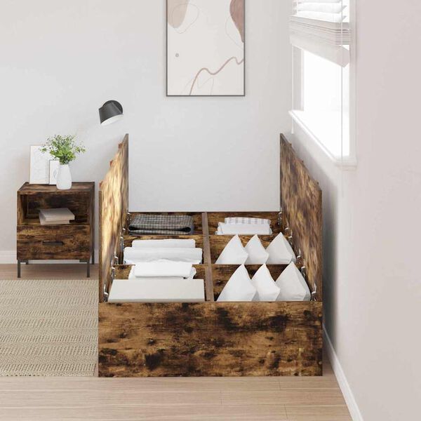 vidaXL Легло с място за съхранение Димян дъб 100 x 200 cm