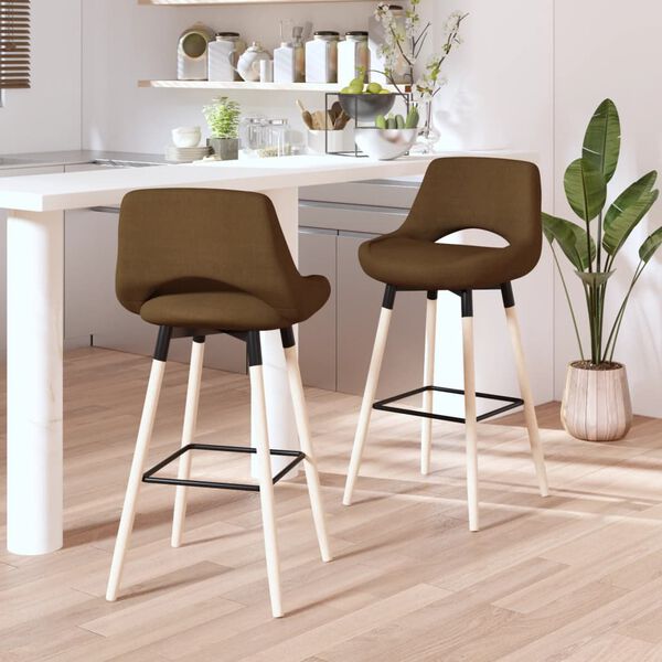 vidaXL Бар табуретки, 2 бр, кафяви, текстил