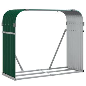 vidaXL Поставка за дърва, зелена, 120x45x100 см, поцинкована стомана