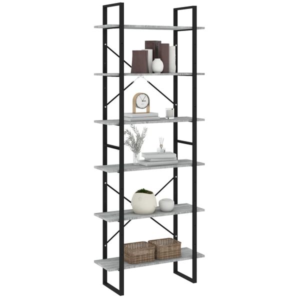 vidaXL Висок шкаф, Сив сонома, 80x30x210 см, инженерно дърво