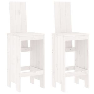 vidaXL Бар табуретки, 2 бр, бели, 40x42x120 см, борово дърво масив