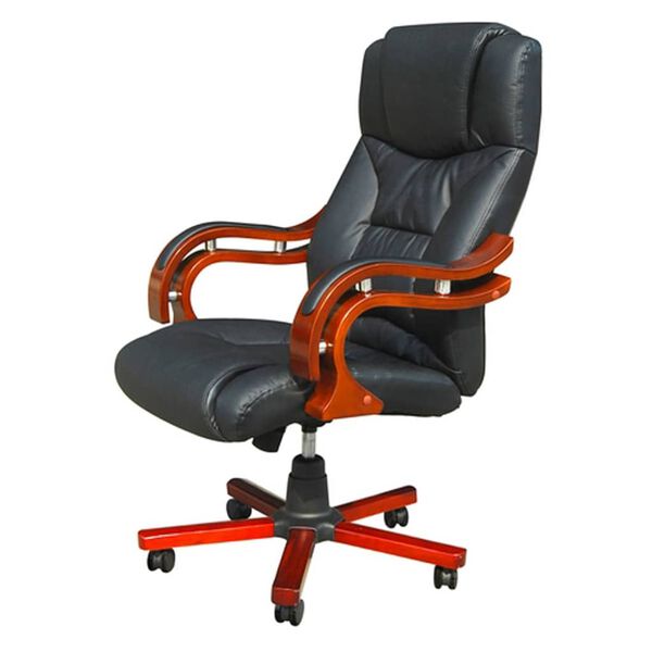 Луксозен офис стол, черен, 64 x 68 x (108 - 117) см