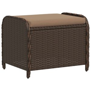 vidaXL Градинска табуретка с възглавница кафява 55x55x37 см полиратан