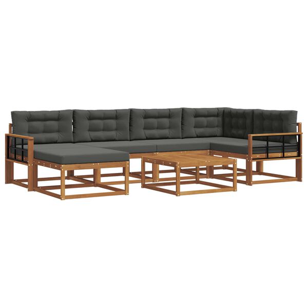 vidaXL Комплект дивани за открито 7 pcs Натурален и Антрацит