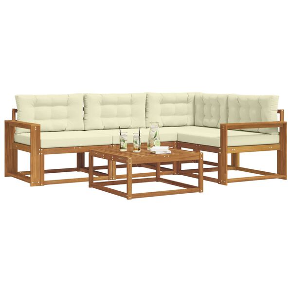 vidaXL Комплект дивани за открито 5 pcs Натурален и Крема