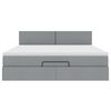 vidaXL Османска легло с матрак и LED, светлосиво, 180x200 см, плат