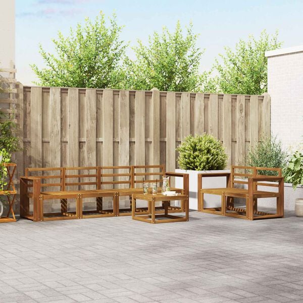 vidaXL Комплект дивани за открито 7 pcs Естествен