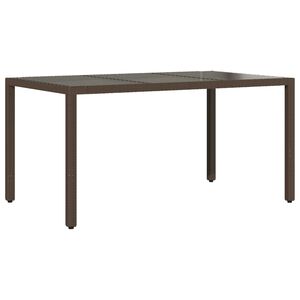 vidaXL Градинска маса със стъклен плот кафява 150x90x75 см полиратан