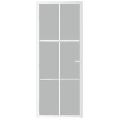 vidaXL Интериорна врата, 83x201,5 см, бял мат, стъкло и алуминий