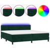 vidaXL Боксспринг легло с матрак и LED, тъмнозелено, 200x200см, кадифе