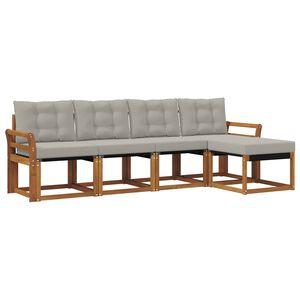 vidaXL Комплект дивани за открито 5 pcs Естествено и светло сиво