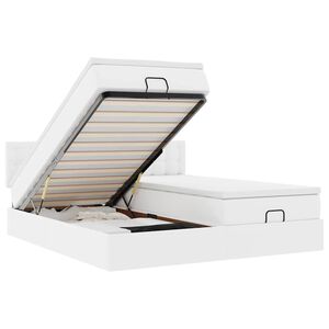 vidaXL Османска легло с матраци, бяло, 200x200 см, изкуствена кожа