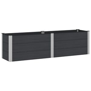 vidaXL Градинска повдигната леха Черно 200 x 50 x 54 cm WPC и алуминий