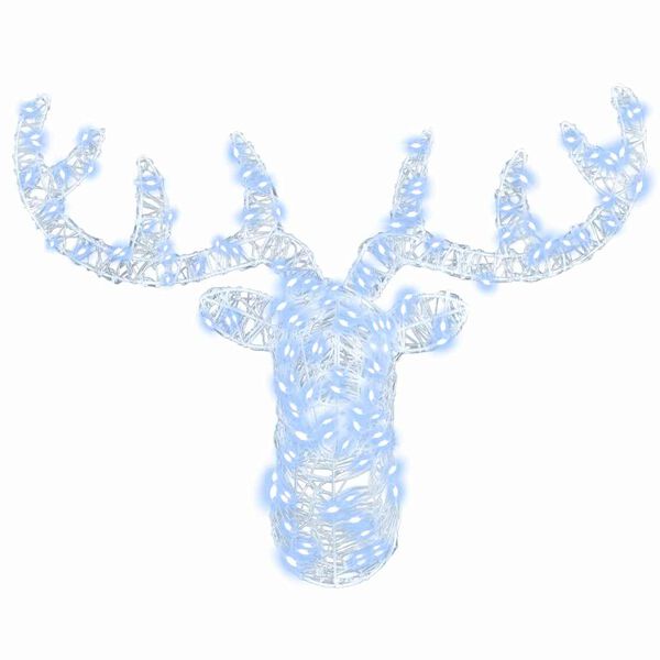 vidaXL Глава на елен Студено бяло 68 x 36.5 x 62.5 см Акрил