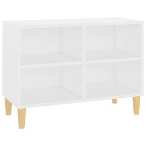 vidaXL ТВ шкаф с крака от дърво масив, бял, 69,5x30x50 см