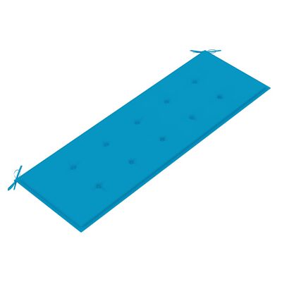 vidaXL Пейка Батавия със синя възглавница, 150 см, тик масив