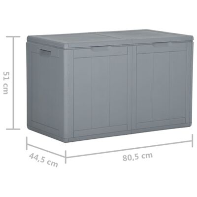 vidaXL Градинска кутия за съхранение, 180 л, сива, PP ратан