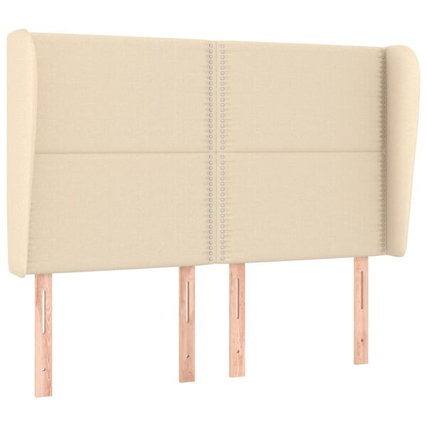 vidaXL Горна табла за легло с уши, кремава,147 x 23 x 118/128 см, плат