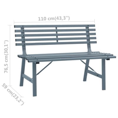 vidaXL Градинска пейка, 110 см, стомана, сива