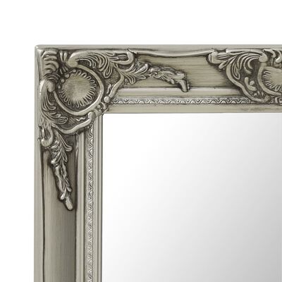 vidaXL Стенно огледало, бароков стил, 50x80 см, сребристо