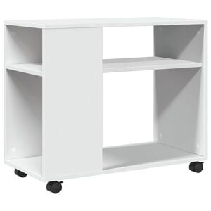 vidaXL Помощна маса с колелца бяла 70x35x60 см инженерно дърво