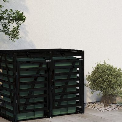 vidaXL Удължение за контейнер за съхранение на кош черен бор масив