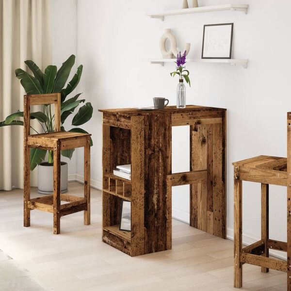 vidaXL Бар маса с рафтове, 90x47,5x103,5 см, инженерно дърво