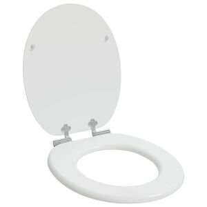 vidaXL Мека затваряща се тоалетна седалка Бяло 44 x 38 см ПДЧ