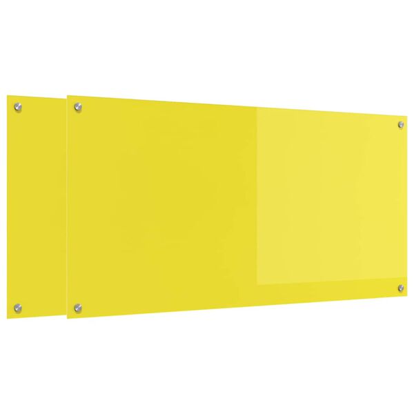 vidaXL Кухненски заден панел 2 pcs Жълто 120 x 60 cm закалено стъкло