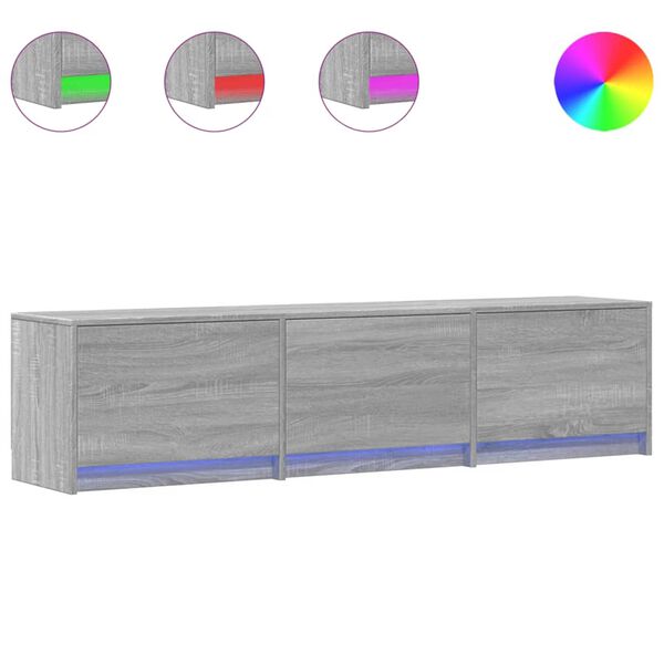 vidaXL ТВ шкаф с LED Сив Сонома 165 x 34 x 40 см Инженерно дърво