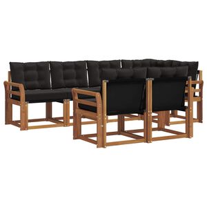 vidaXL Комплект дивани за открито 7 pcs Естествено и черно