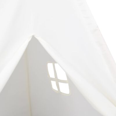 vidaXL Детска палатка Типи прасковена кожа бяла с чанта 120x120x150 см