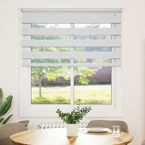 vidaXL Зеброва щора бял 125x150 см Ширина на плата 120,9 см полиестер