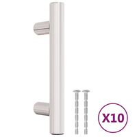 vidaXL Дръжки за шкафове, 10 бр, сребристи, 64 мм, неръждаема стомана