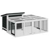 vidaXL Клетка за зайци сива 144x123x67,5 см борово дърво масив