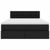 vidaXL Легло с място за съхранение и LED Черно 140 x 190 cm Изкуствена