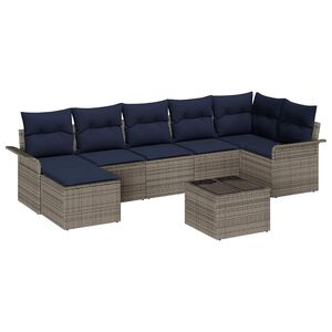 vidaXL Градински Софа Комплект със съхранение 8 pcs Сив полиратан