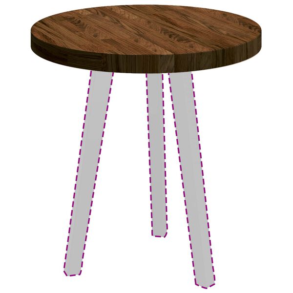 vidaXL Топ за маса Тъмен кафяв &Oslash; 50 x 4 cm Масивен дъб