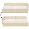 vidaXL Ъглова рамка за легло с матрак Крем 80 x 200 cm текстил