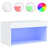 vidaXL ТВ шкаф с LED осветление, бял, 60x30x30 см