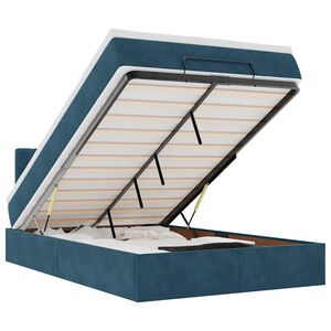 vidaXL Османска легло с матрак и LED, тъмносиньо, 120x190 см, кадифе