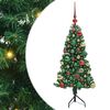 vidaXL Ъглово изкуствено коледно дърво Зелен 120 cm PVC и метал
