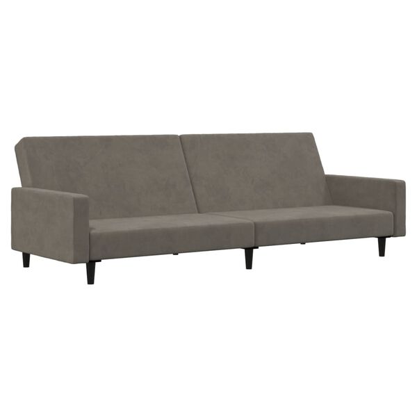 vidaXL 2-местен диван с поставка за крака, светлосив, кадифе