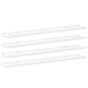 vidaXL Стенни рафтове, 4 бр, бели, 80x9x3 см