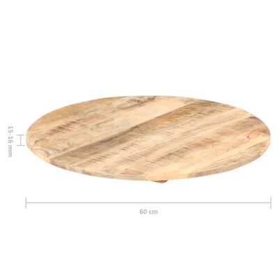 vidaXL Плот за маса, мангово дърво масив, кръгъл, 15-16 мм, 60 cм