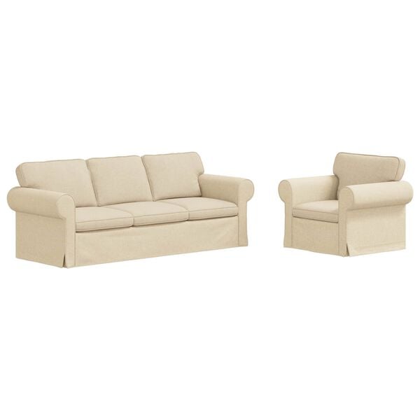 vidaXL Диван 2 pcs Крем 215 x 82 x 80 см текстил