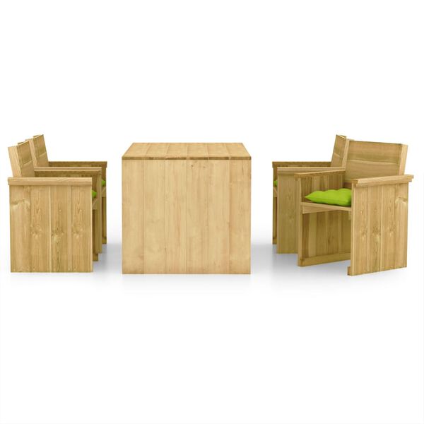 vidaXL Градински комплект от 5 части с възглавници, импрегниран бор