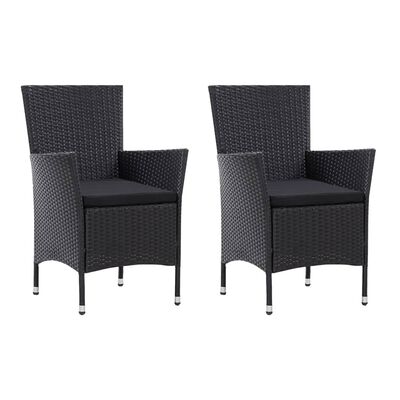 vidaXL Градински столове, 2 бр, черни, полиратан
